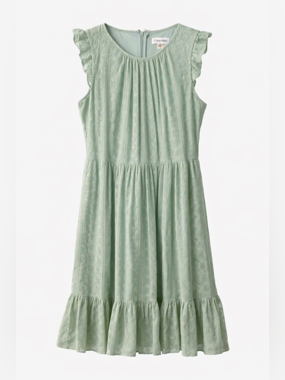 Calvin Klein Sage Eyelet Ruffle Dress size 6
